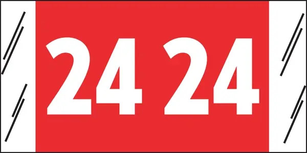 Yearcode Labels Col'R'Tab 3/4" '24' RED(SFI Compatible) - 1000/Roll