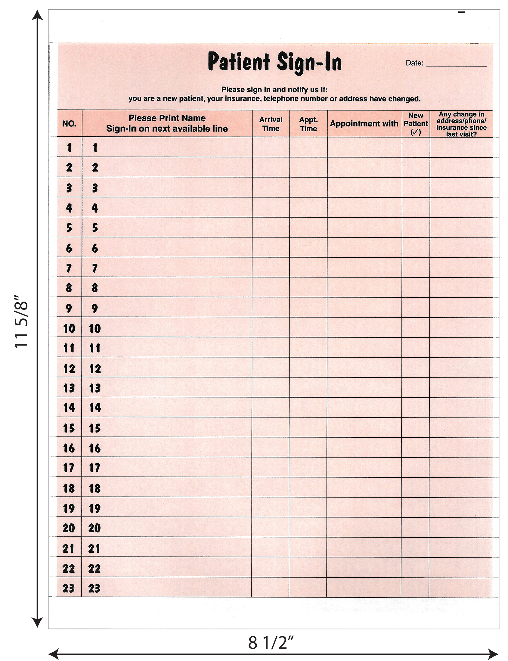 Patient Sign-In Label Forms - SALMON