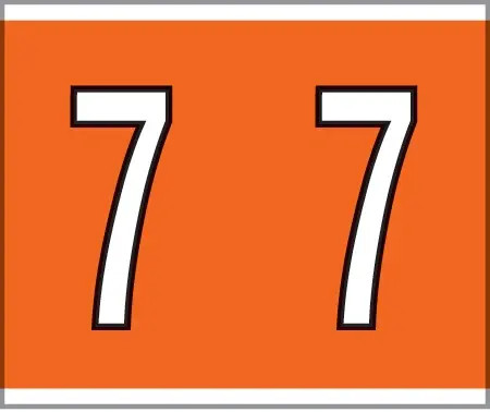 0-9 Labels Kardex Compatible 
1-1/4" '7' ORANGE - 500/Box
