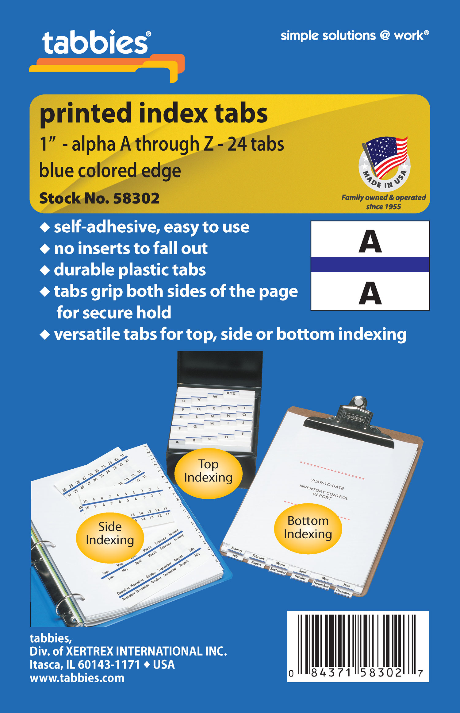 A-Z Printed Index Tabs (24 Division) 1" (Must be purchased in box quantity) - 10 Pkgs/ Box