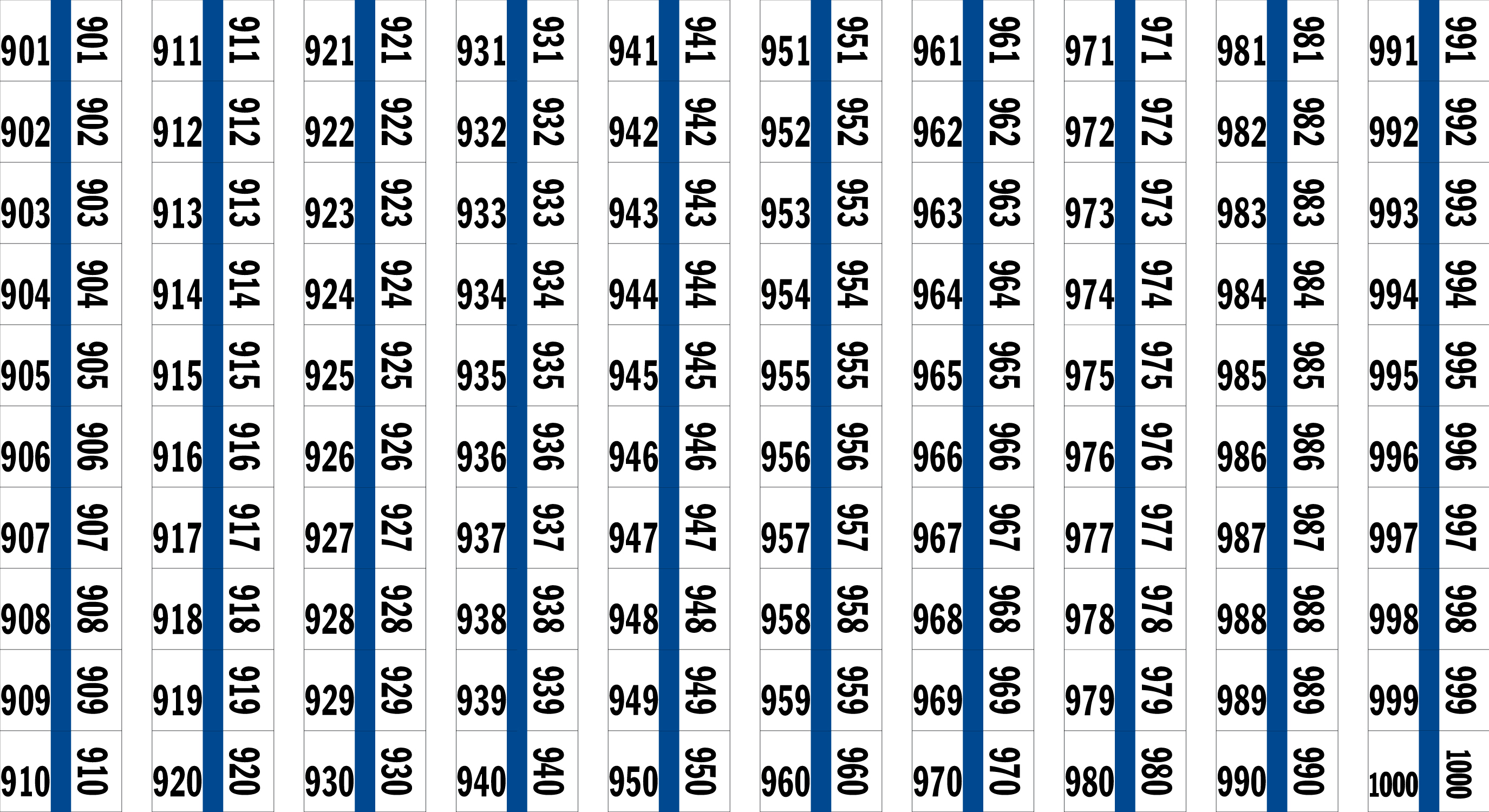 Numerical Legal Exhibit Index Tabs 1/2" - 100/Pkg
