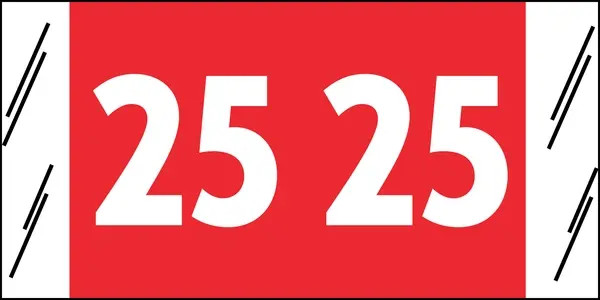 Yearcode Labels Col'R'Tab 3/4" '25' RED (Acme Visible Compatible) - 1000/Roll