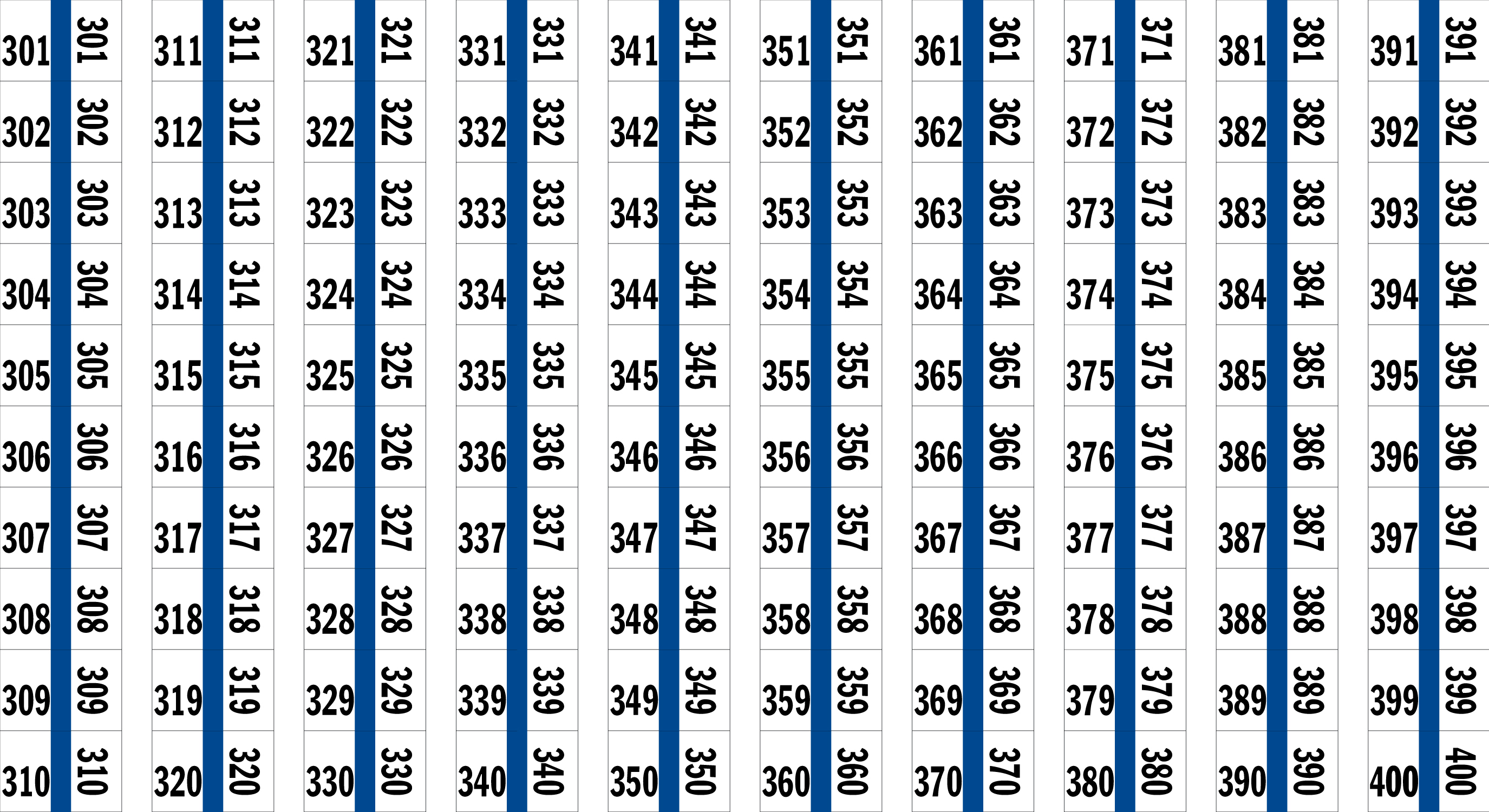 Numerical Legal Exhibit Index Tabs 1/2" - 5 Pkgs/Box