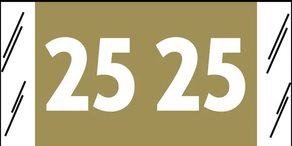 Yearcode Labels Col'R'Tab 3/4" '25' GOLD - 1000/Roll
