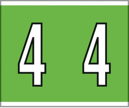 0-9 Labels Kardex Compatible 
1-1/4" '4' GREEN - 500/Box