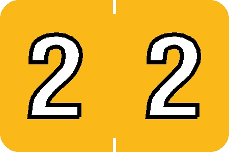 0-9 Labels Barkley Compatible 1" '#2' YELLOW - 500/Roll