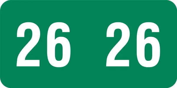 Yearcode Labels Smead Compatible 1/2" '26' GREEN - 500/Roll