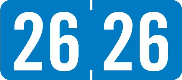 Yearcode Labels Tab Compatible 1/2" Kimdura '26' BLUE - 500/Roll