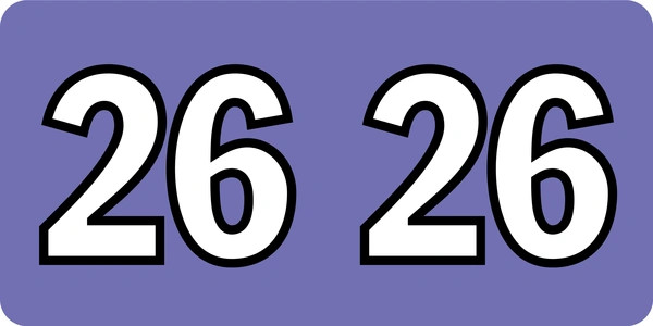 Yearcode Labels ISDA Compatible 3/4" '26' VIOLET - 500/Roll