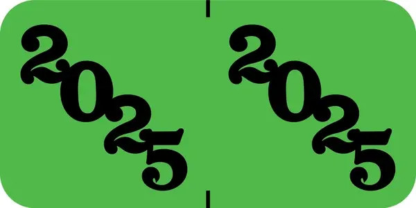 Yearcode Labels Jeter Compatible 3/4" '25' GREEN - 500/Roll