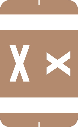 A-Z Labels Smead Compatible 1-5/8" 'X' LT BROWN - 250/Roll