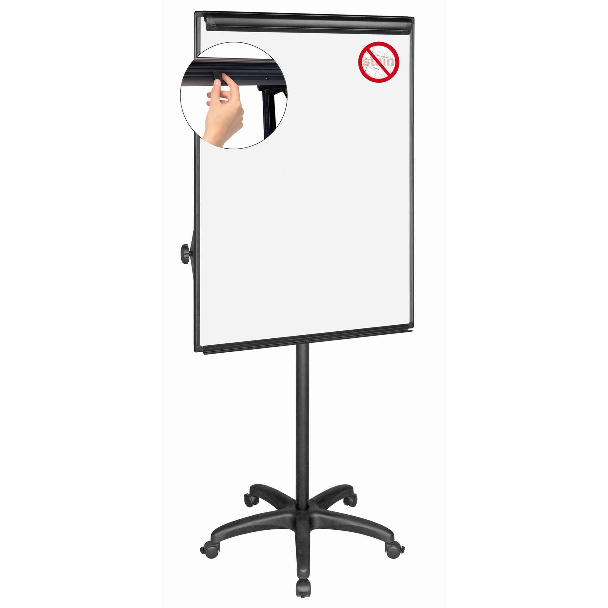 Magnetic Mobile Easel with Adjustable Height and Locking Casters