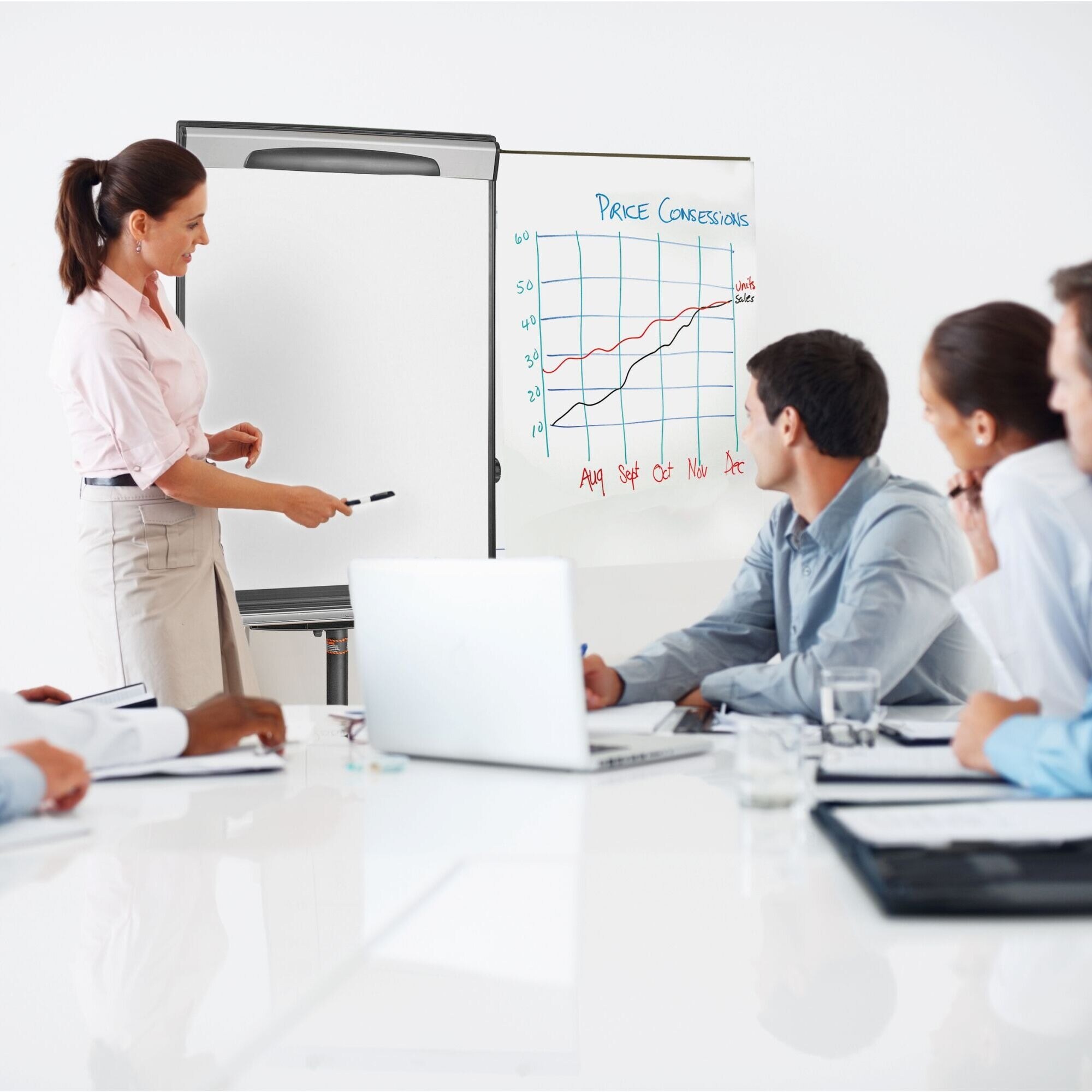 Mobile Magnetic Dry Erase Easel with Adjustable Height & Locking Casters