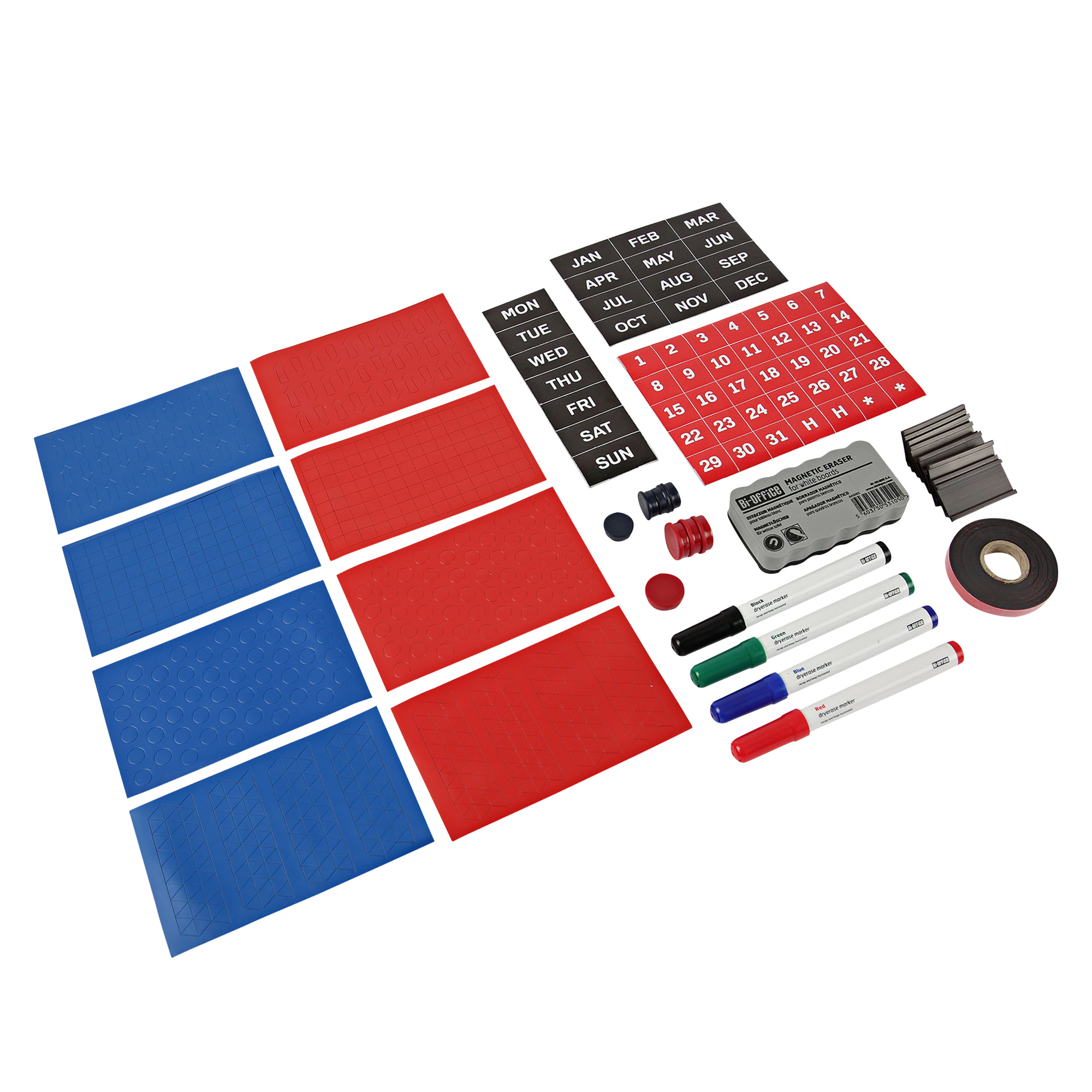 Magnetic Planning Accessory Kit with Calendar Magnets and Dry-Erase Markers