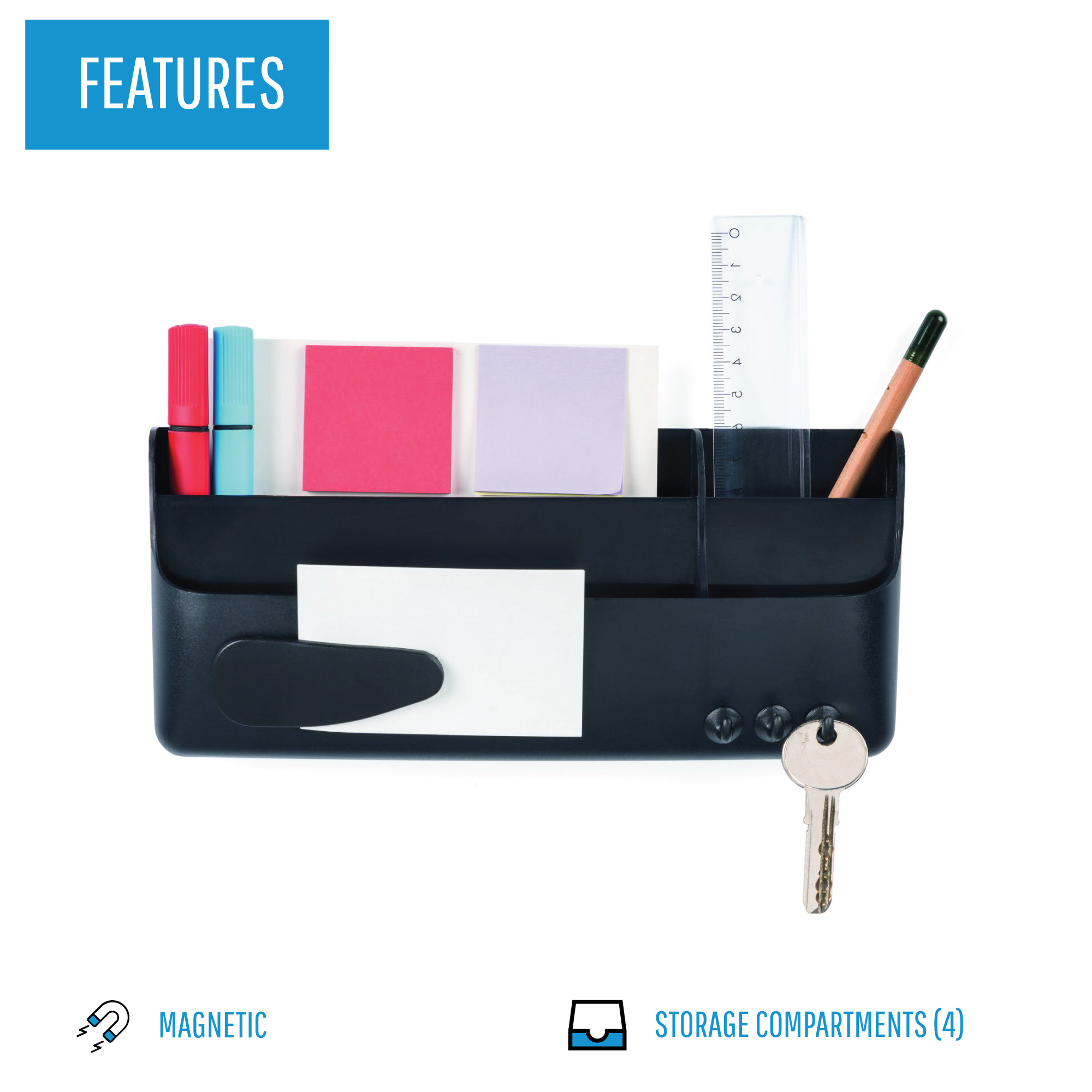 Magnetic Smart Box with Storage Compartments for Markers and Accessories