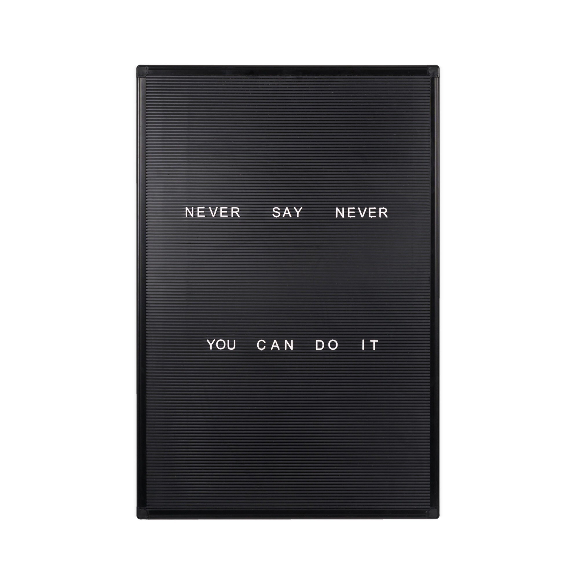 Black Grooved Vinyl Letter Board with Plastic Frame - Wall-Mounted Message Display