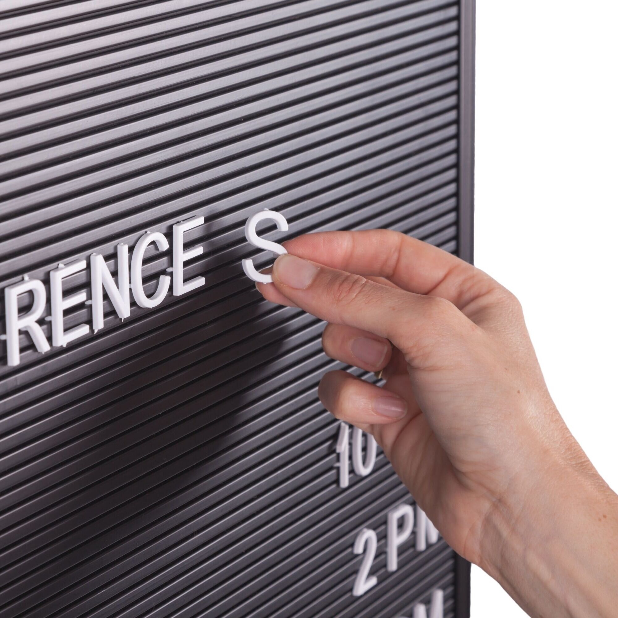 Black Grooved Vinyl Letter Board with Plastic Frame - Wall-Mounted Message Display