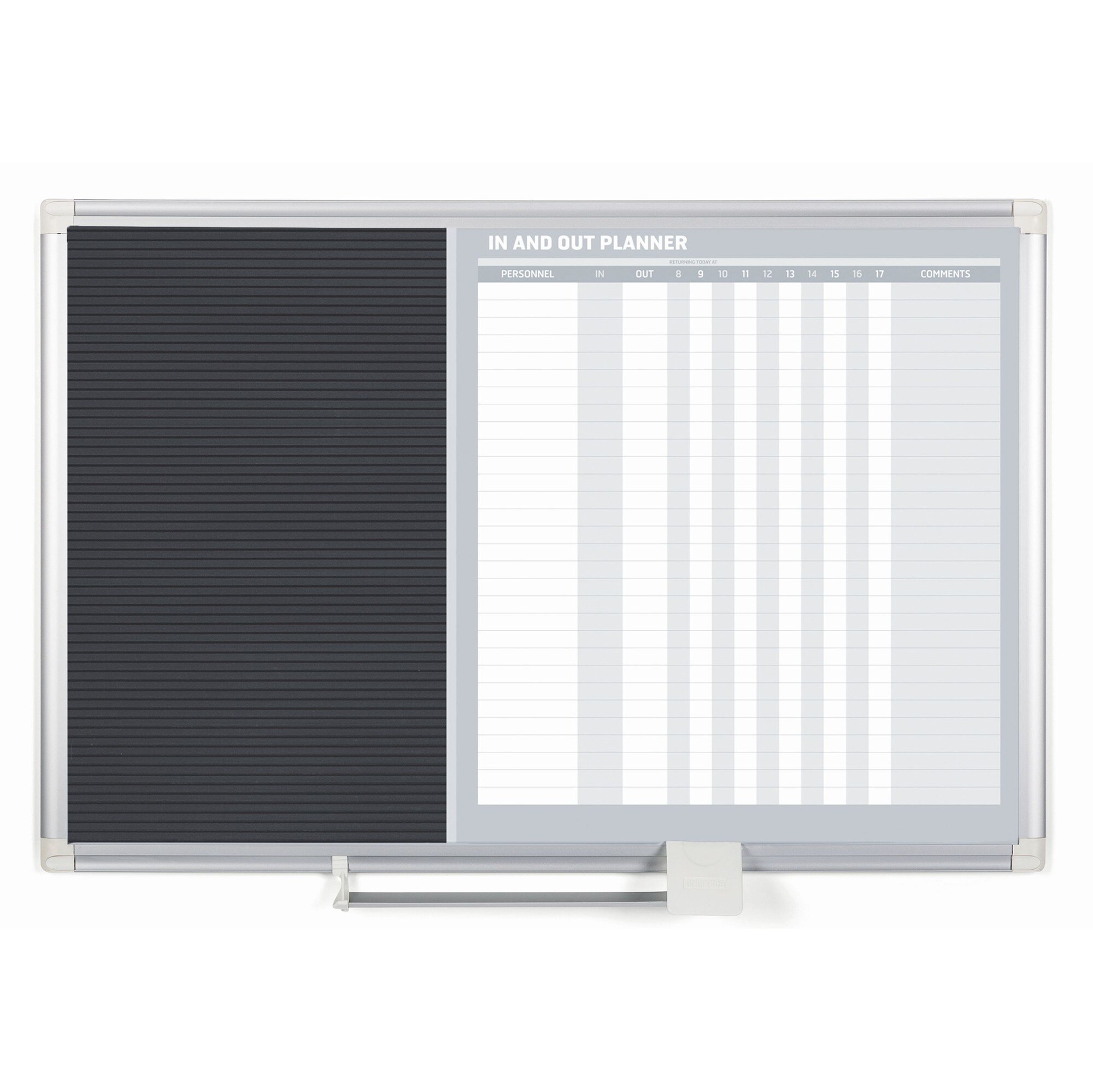 In-Out Magnetic Dry-Erase & Letter Board Combo - Black Grooved Vinyl & Magnetic Planner for Scheduling & Messages