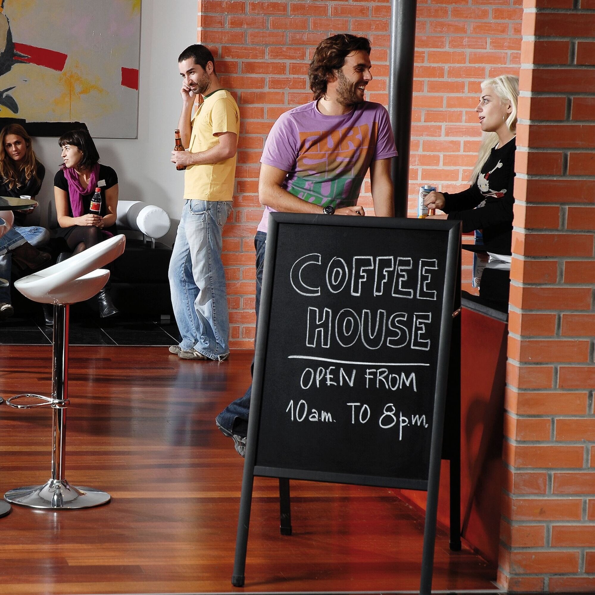 Reversible Magnetic Wet-Erase Sign Board with Black Frame - 47'' x 24''