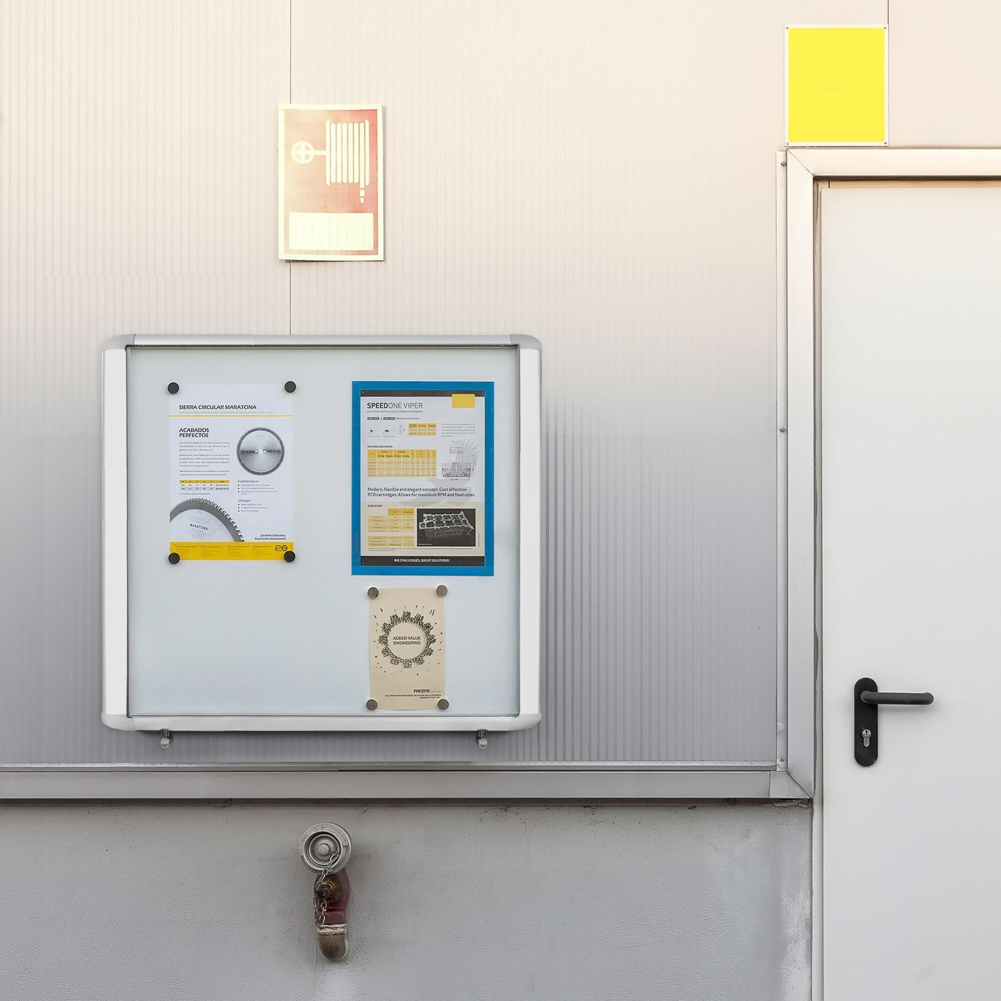 Weather Resistant Outdoor Magnetic Board - Secure, Hinged Door Design