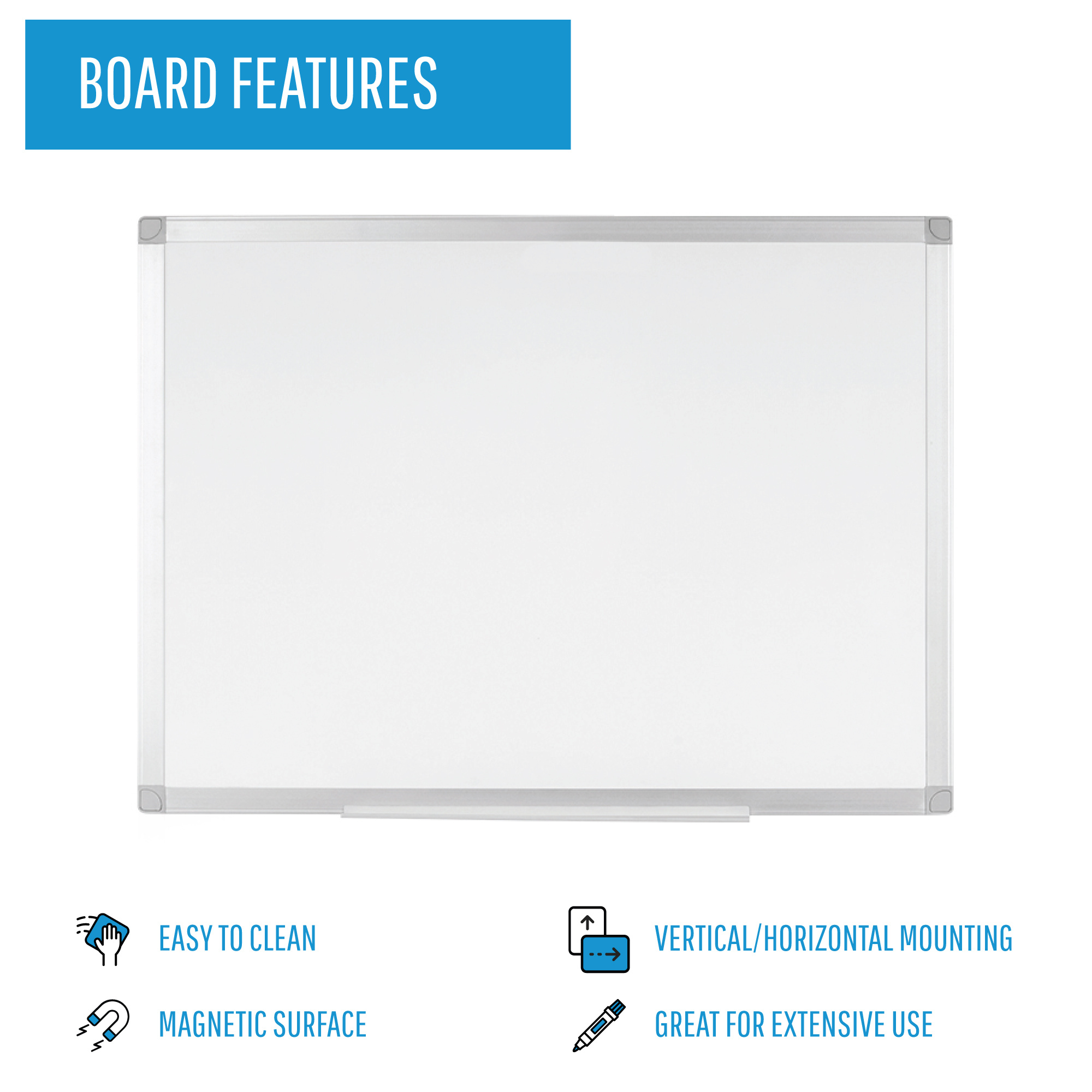 Ayda Magnetic Porcelain Dry-Erase Board - Long-Lasting, Lifetime Warranty