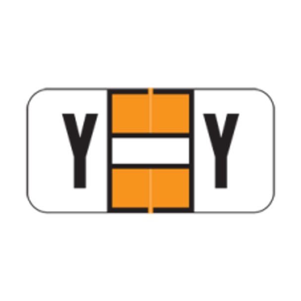 AmeriFile Jeter 2900 Series Compatible Alpha Mini Labels - 1 1/2 W x 3/4 H - Letter Y - Orange - 270 Labels Per Bag