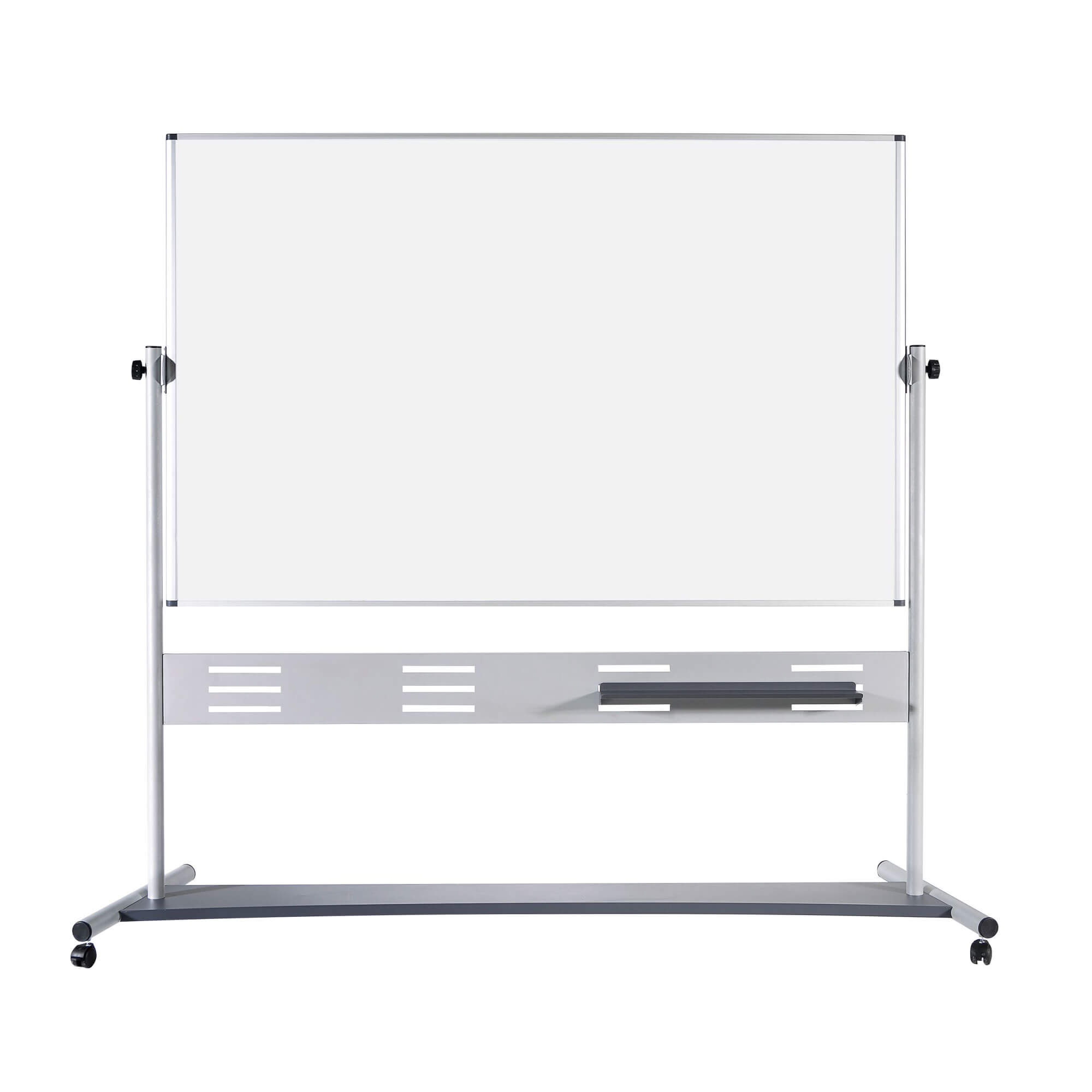 Reversible Easel Collection Non Magnetic and Magnetic Glass Easels with Locking Casters Double Sided Writing Surface for Office and Classroom