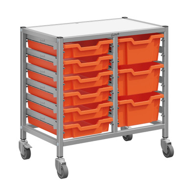 Mobile Classroom Storage Cart with Dual Column Trays
