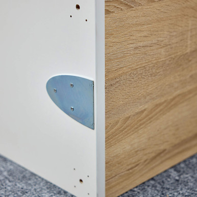 Mid Height Four Layer Corner Shelf with Rounded Edges for Classroom Storage