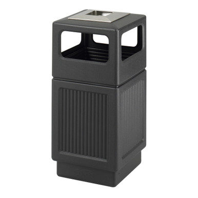 Recessed Panel Trash Can with Built-In Ash Urn 38 Gallon
