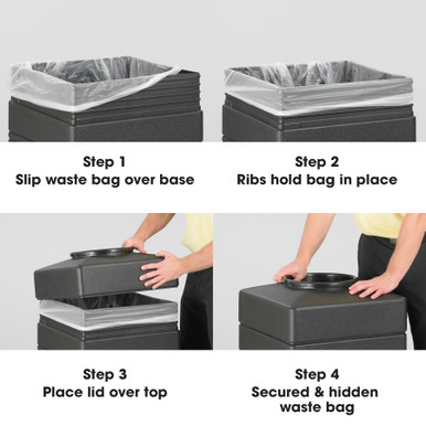 Compact Recessed Panel Trash Can with Built-In Ash Urn 15 Gallon