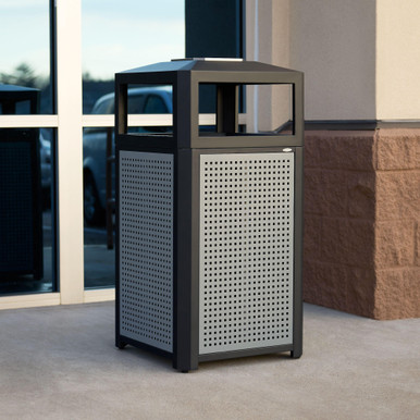 Steel Trash Can with Built-In Ash Urn 38 Gallon for Indoor and Outdoor Use