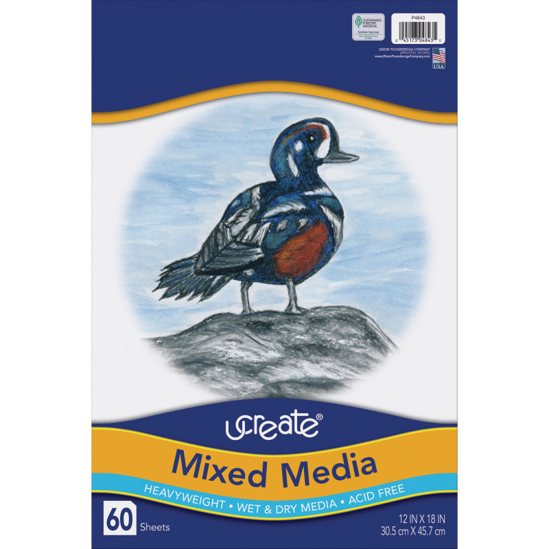 Mixed Media Art Paper, Heavyweight, 12'' x 18'', 60 Sheets