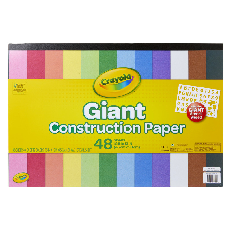 Giant Construction Paper Pad with Stencils, 48 Sheets - BIN990055
