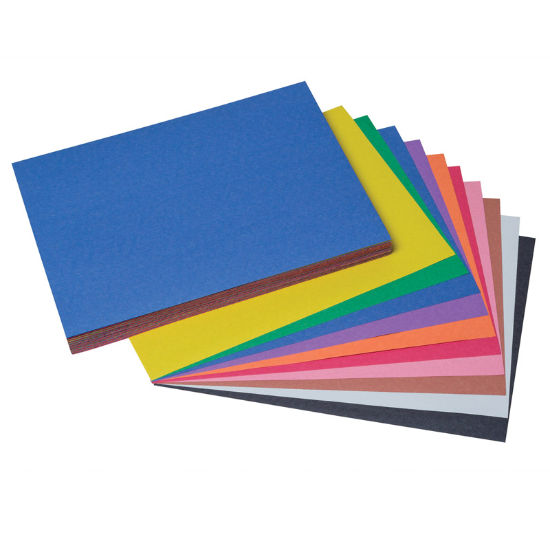 Construction Paper, 10 Assorted Colors, 9'' x 12'', 100 Sheets - PAC6504