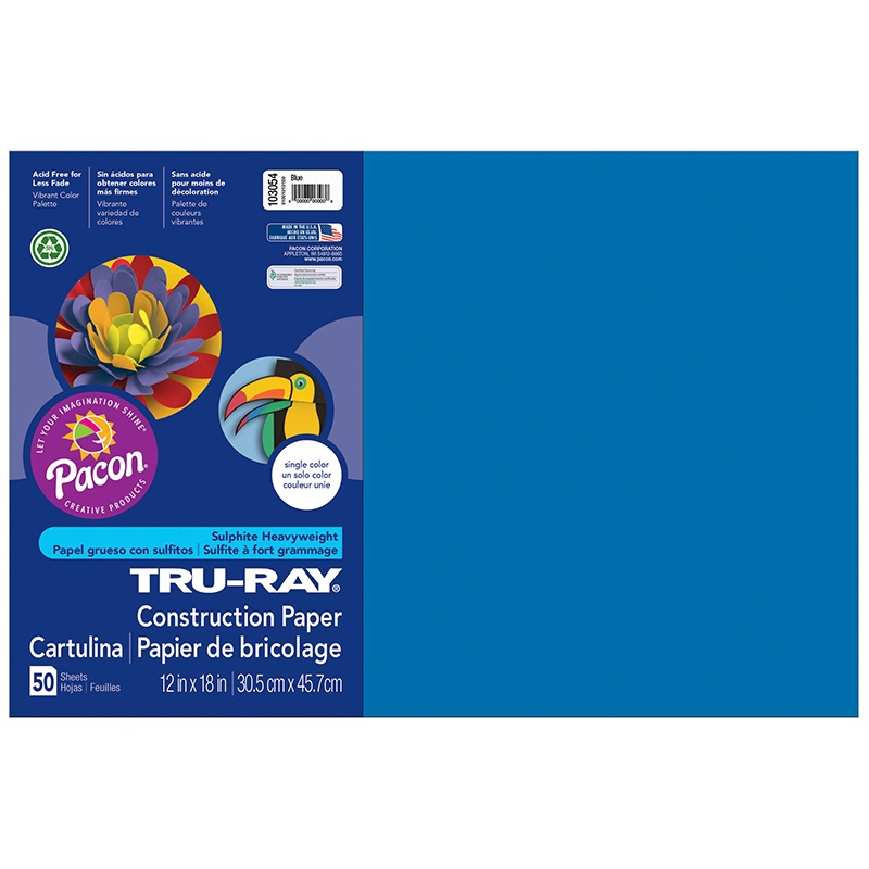 Construction Paper, Royal Blue, 12'' x 18'', 50 Sheets - PAC103049
