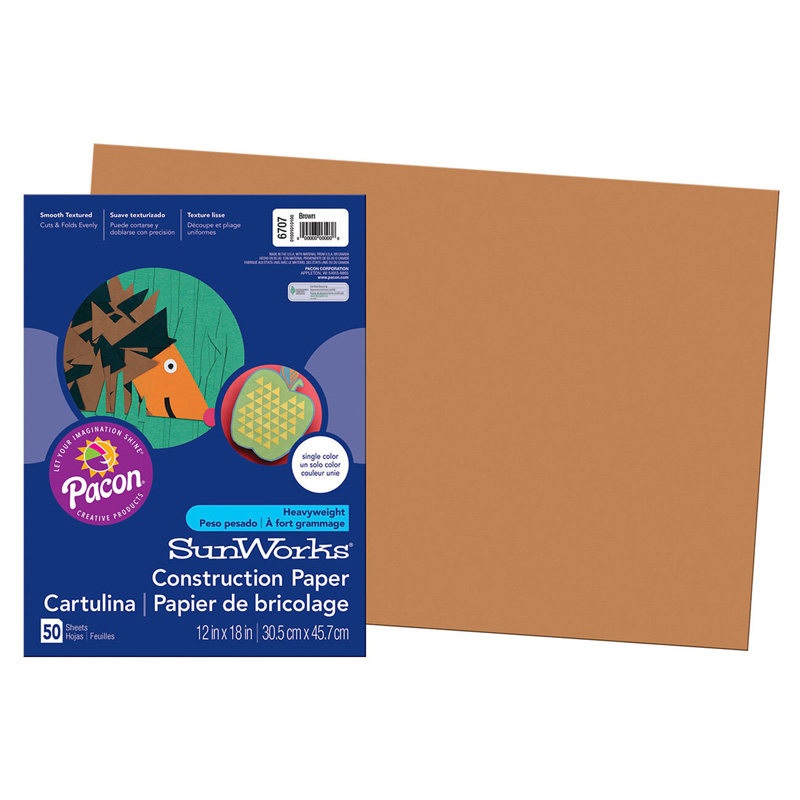 Construction Paper, Brown, 12'' x 18'', 50 Sheets - PAC6707