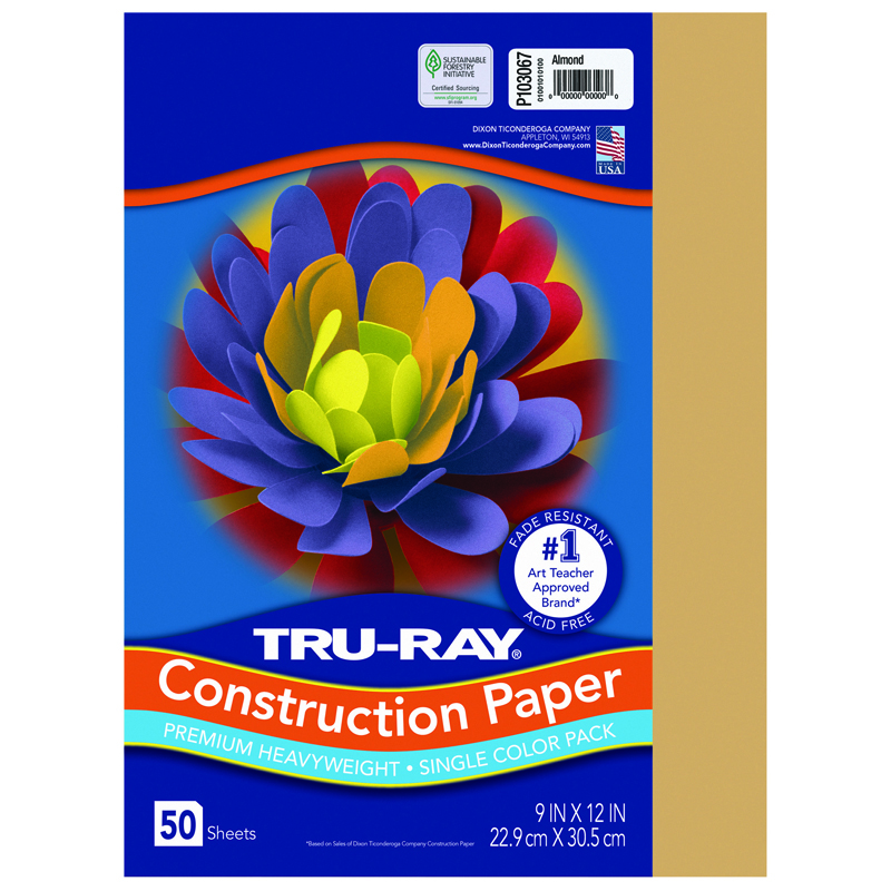 CONSTRUCTION PAPER, 9'' X 12'', 50 SHEETS - ALMOND - PAC103067