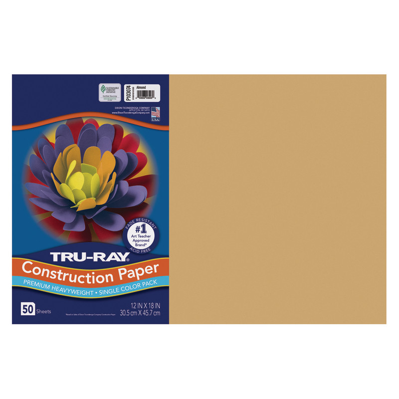 CONSTRUCTION PAPER, 12'' X 18'', 50 SHEETS - ALMOND - PAC103074