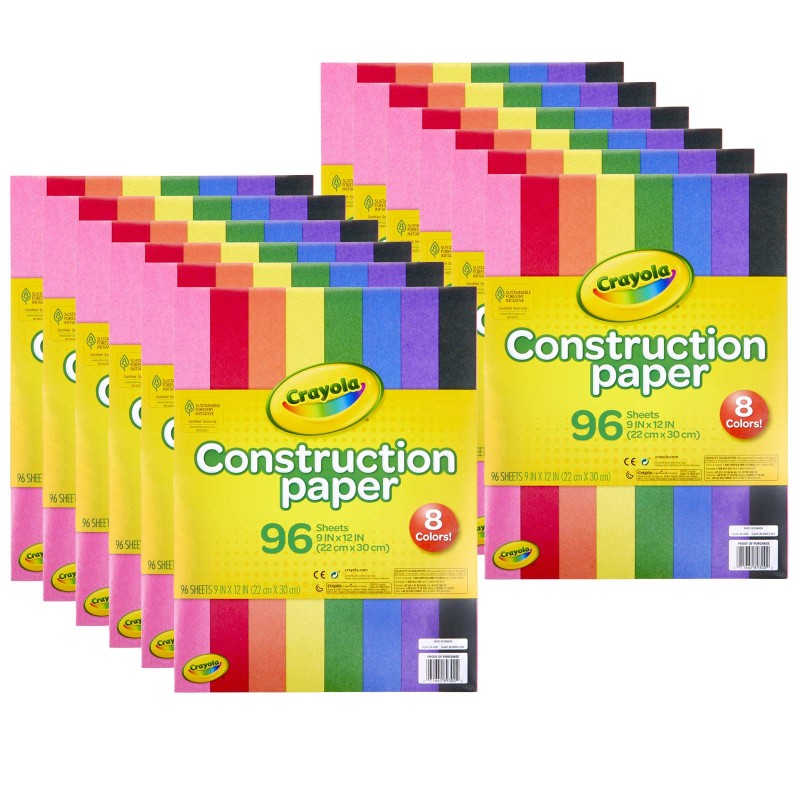 Construction Paper, 96 Sheets Per Pack, 12 Packs - BIN993000-12