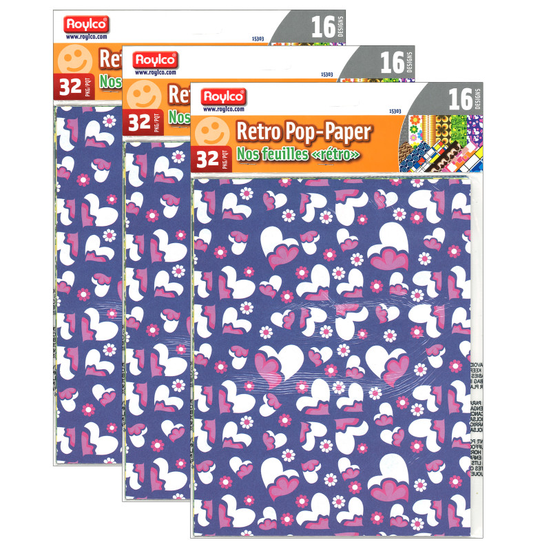 Retro Pop-Paper, 8.5'' x 11'', 32 Sheets Per Pack, 3 Packs
