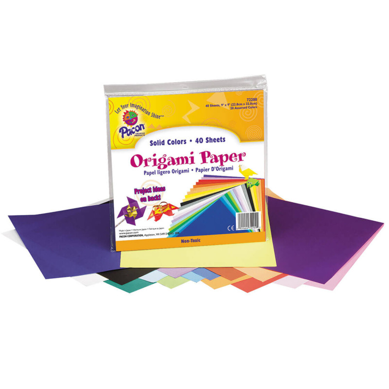 Origami Paper, Assorted Colors, 9'' x 9'', 40 Sheets