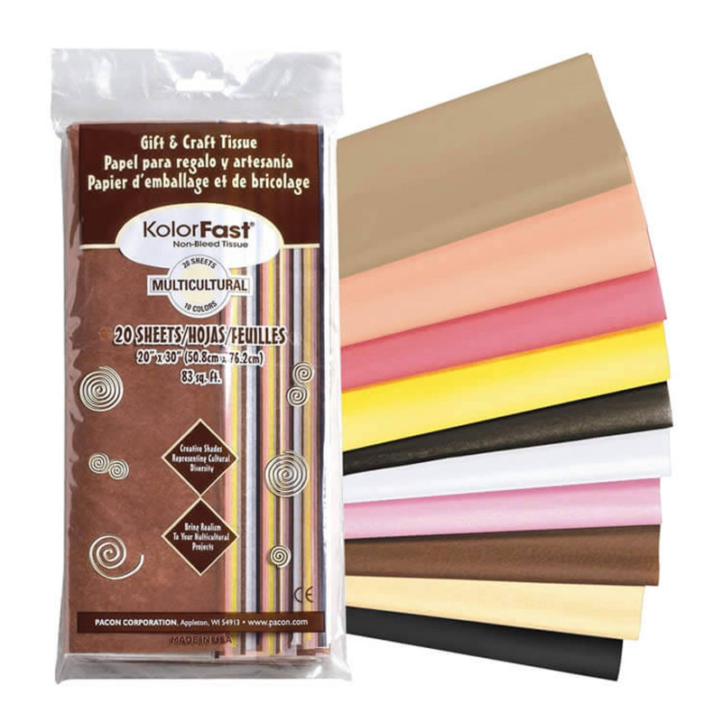 Multi-Cultural Tissue Assortment, 10 Assorted Colors, 20'' x 30'', 20 Sheets