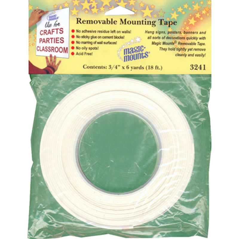 Removable Mounting Tape, 3/4'' x 18' Roll