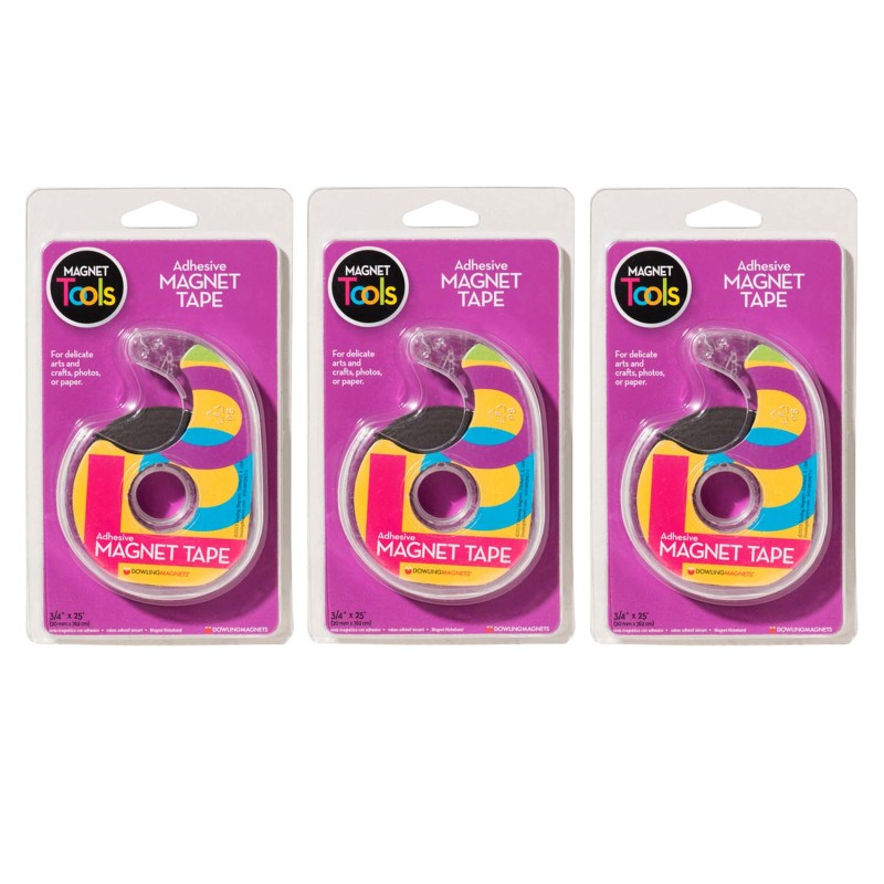 Magnet Tape in Dispenser, 3/4'' x 25', Pack of 3