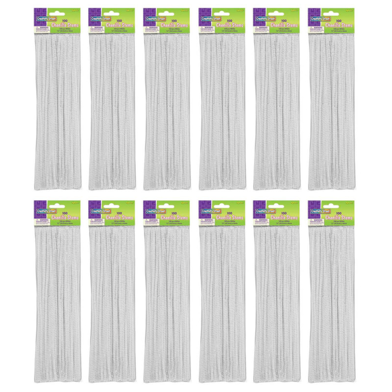Regular Stems, White, 12'' x 4 mm, 100 Per Pack, 12 Packs
