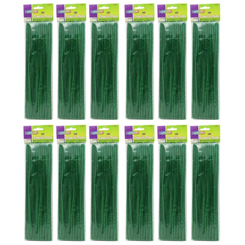 Regular Stems, Dark Green, 12'' x 4 mm, 100 Per Pack, 12 Packs