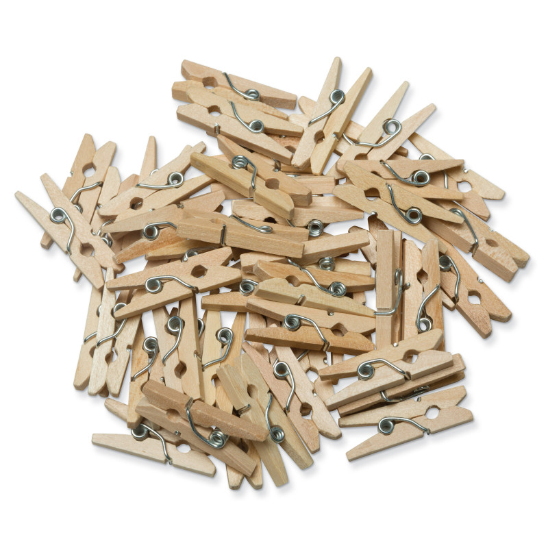 Mini Spring Clothespins, Natural, 1'', 50 Pieces