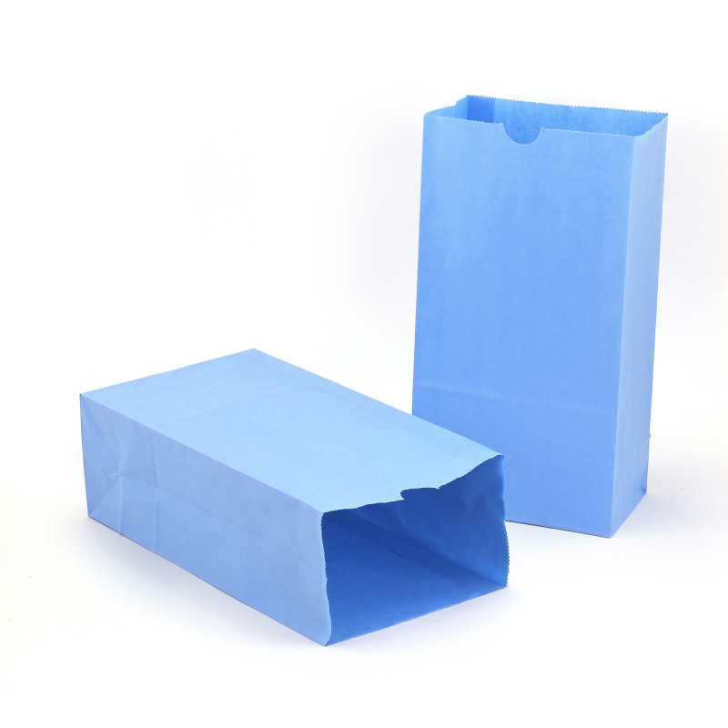 Gusseted Paper Bags, #6 (6'' x 3.5'' x 11''), Blue, Pack of 50