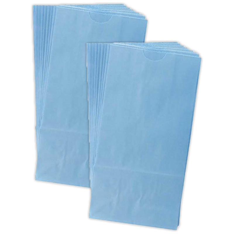 Gusseted Paper Bags, #6 (6'' x 3.5'' x 11''), Blue, 50 Per Pack, 2 Packs